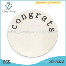 New stainless steel congrats letter 22mm round photo locket plates jewelry